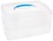 Portable Storage Bin for Tools and Craft, 14.1 x 10.5-Inch Clear BPA-Free Container, Tool Box with Stackable Trays, Microwave, Freezer and Dishwasher Safe